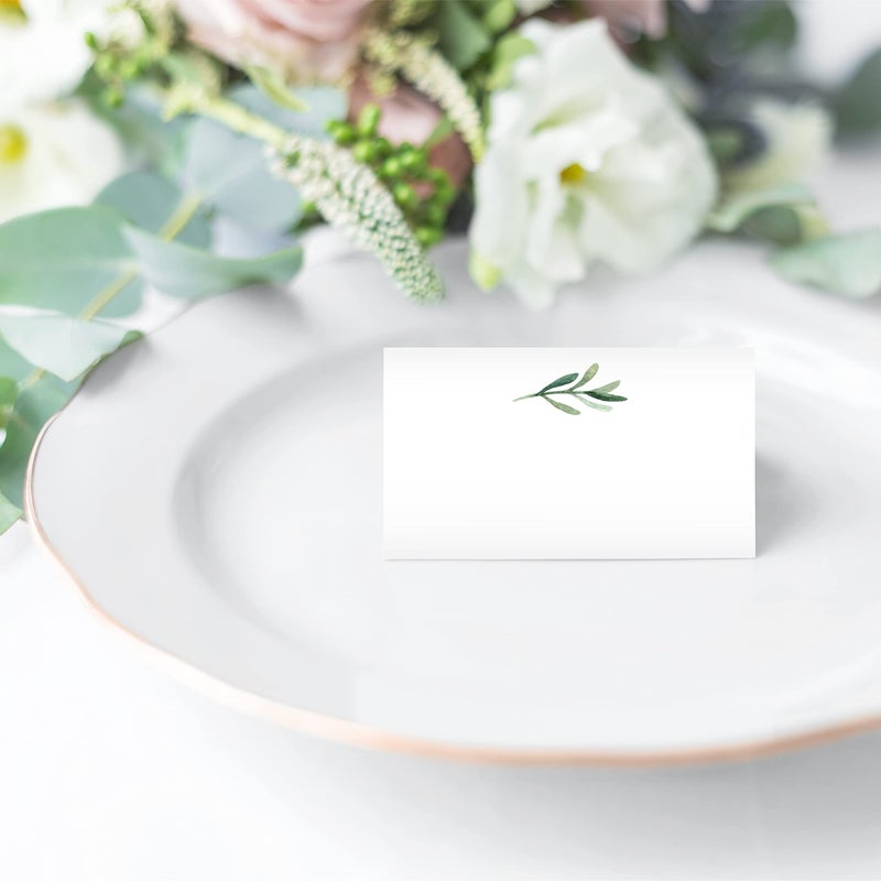 Hadley Designs 25 Elegant Greenery Tent Table Place Cards for Wedding, Thanksgiving Christmas Holiday, Easter Catering Buffet, Food Sign Paper, Escort Card Folded Seat Assignment and Setting Label - Image 4